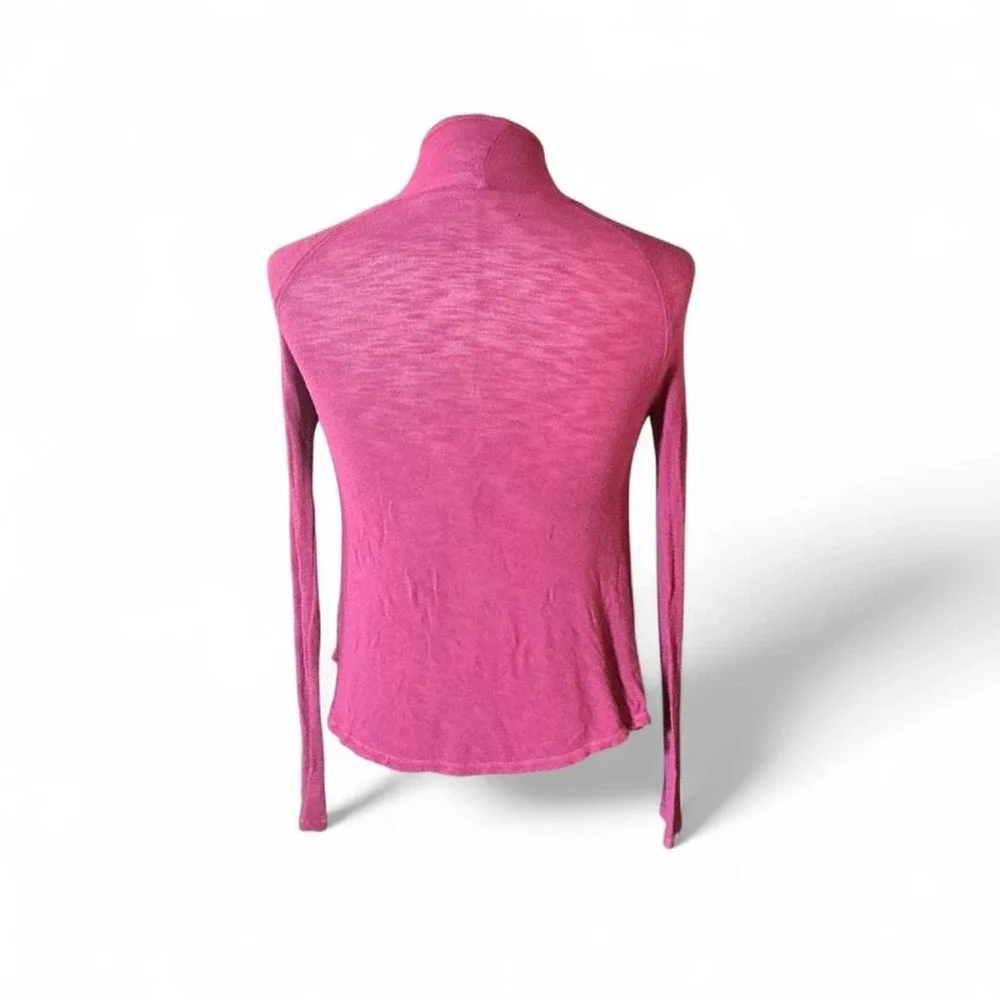Free People Pink Sheer Long Sleeve Turtleneck Asymmetrical Raw Hem Top‎ XS